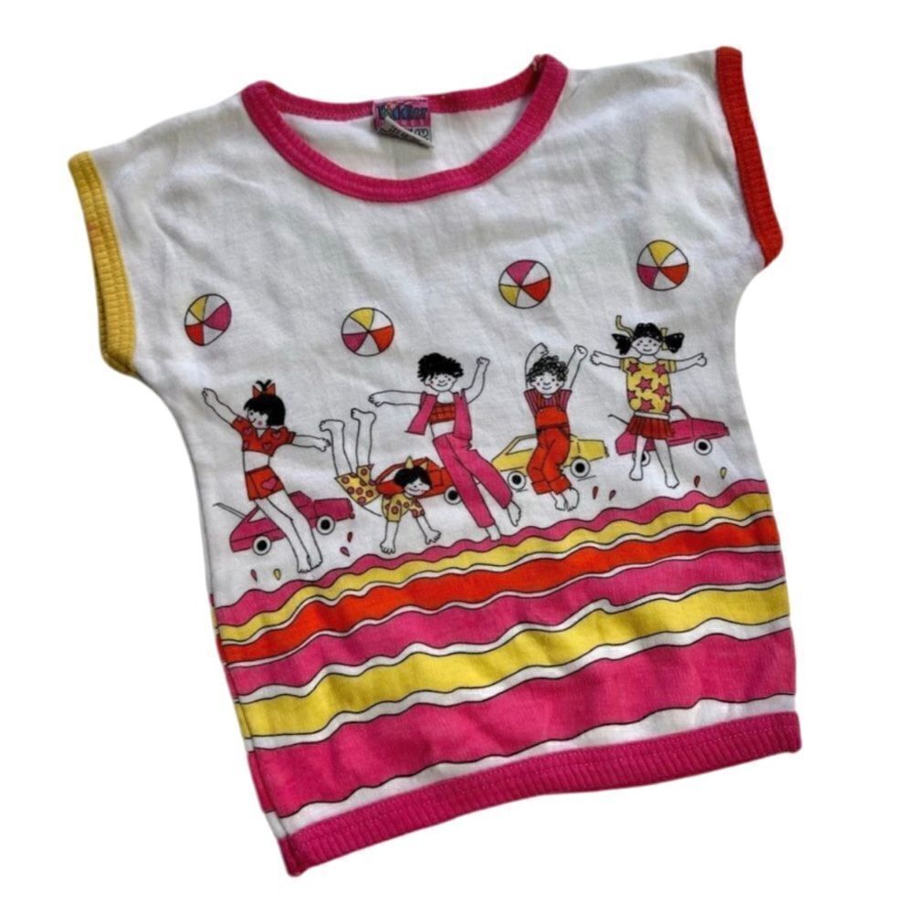 Vintage 1980s Comic Cartoon Beach Volleyball Retro Shirt